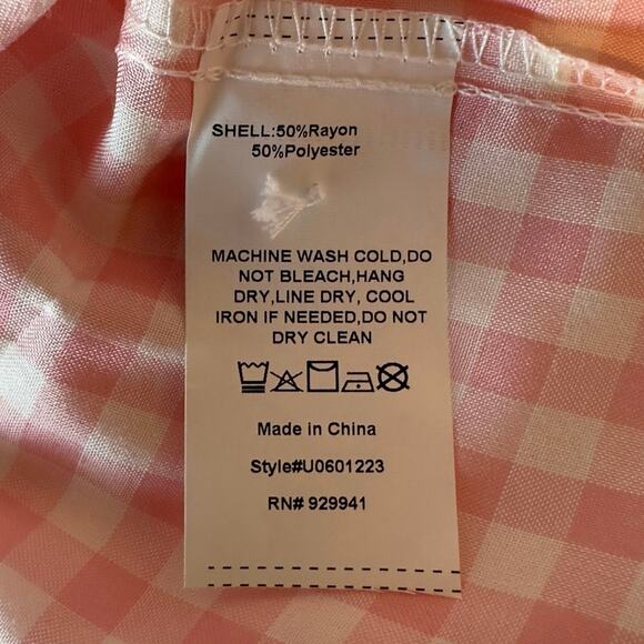 NWT Weekend Suzanne Betro Blouse Gingham Flowy Sleeve Size S Pink White Coquette - Picture 7 of 8